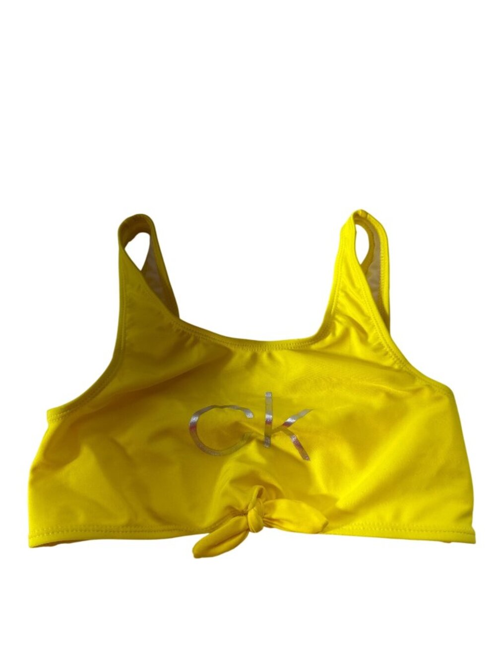 Calvin Klein Youth Swim Bikini Top M 8/10 Yellow Tie-Front Stylish Summer Beach